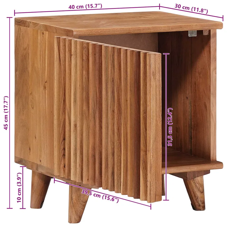 Table de chevet faite main Marron Teck 40 x 30 x 45 cm - 12