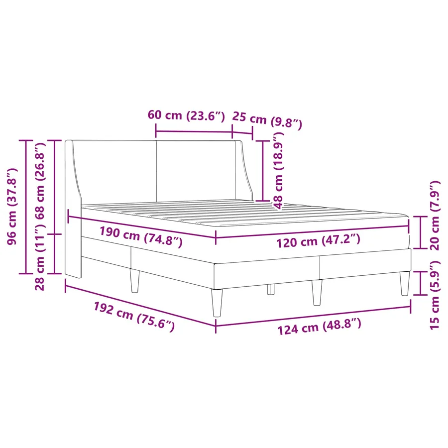 Cadre de lit avec matelas avec tête de lit Polyester - 8
