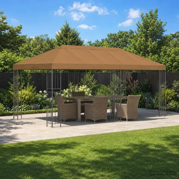 Gazebo avec murs latéraux 6 x 3 m Beige Polyester et Acier 190