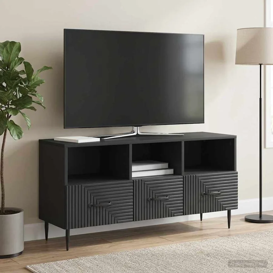 Meuble TV avec tiroir Noir 102 x 34,5 x 50 cm Bois d'ingénierie - 4