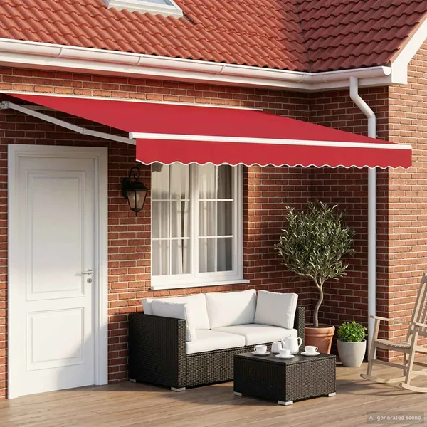 Auvent rétractable électrique Rouge et Blanc 4 × 3 m