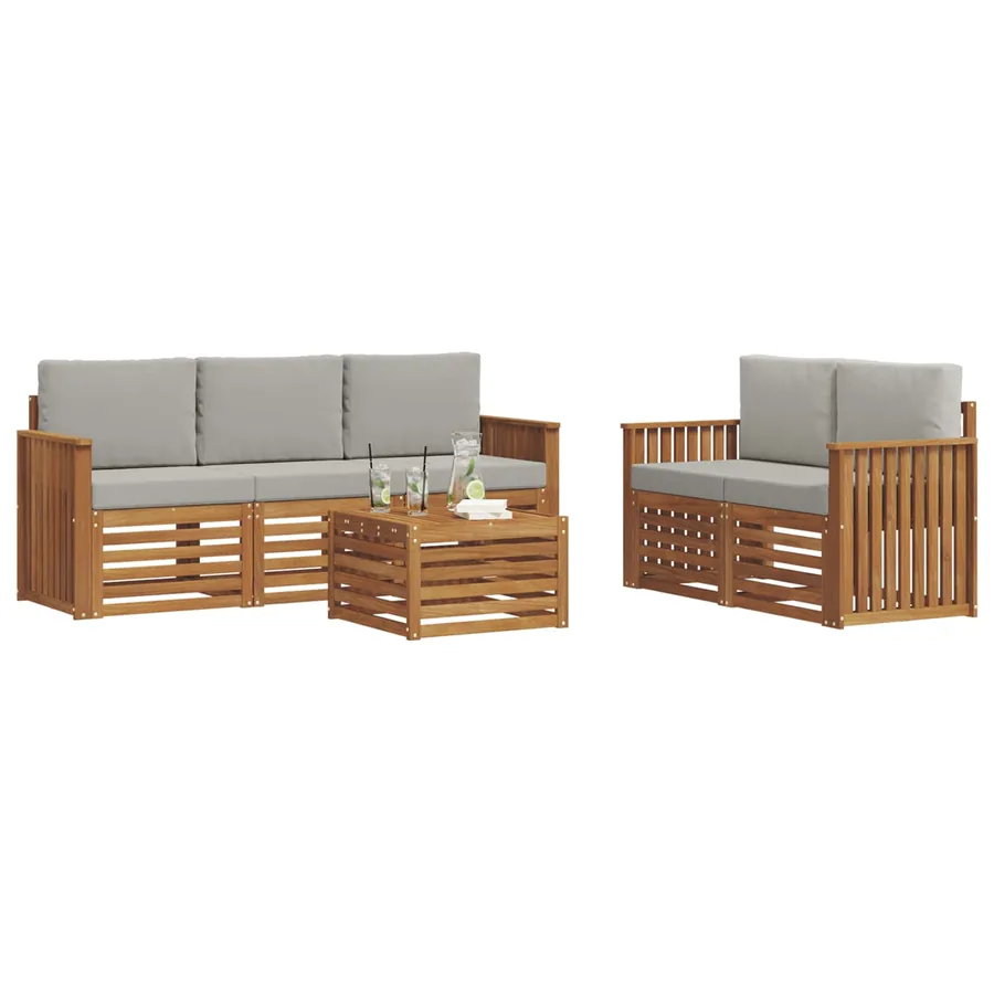 Ensembles de canapés avec coussin 6 pcs Gris Naturel et Clair - 3