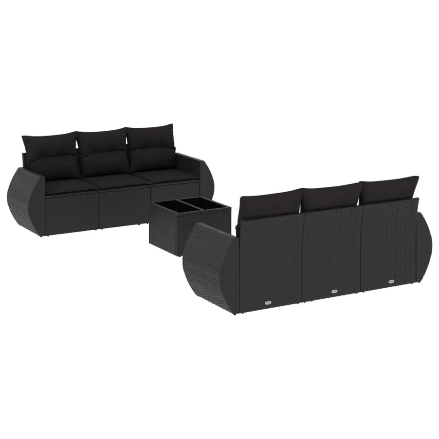 Salon de jardin 7 pcs avec coussins noir résine tressée 70 x 62 x 69 cm - 63,0 kg - 2