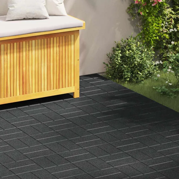Pierre de marchage 6 pcs Noir 40,5 x 40,5 x 2 cm Caoutchouc