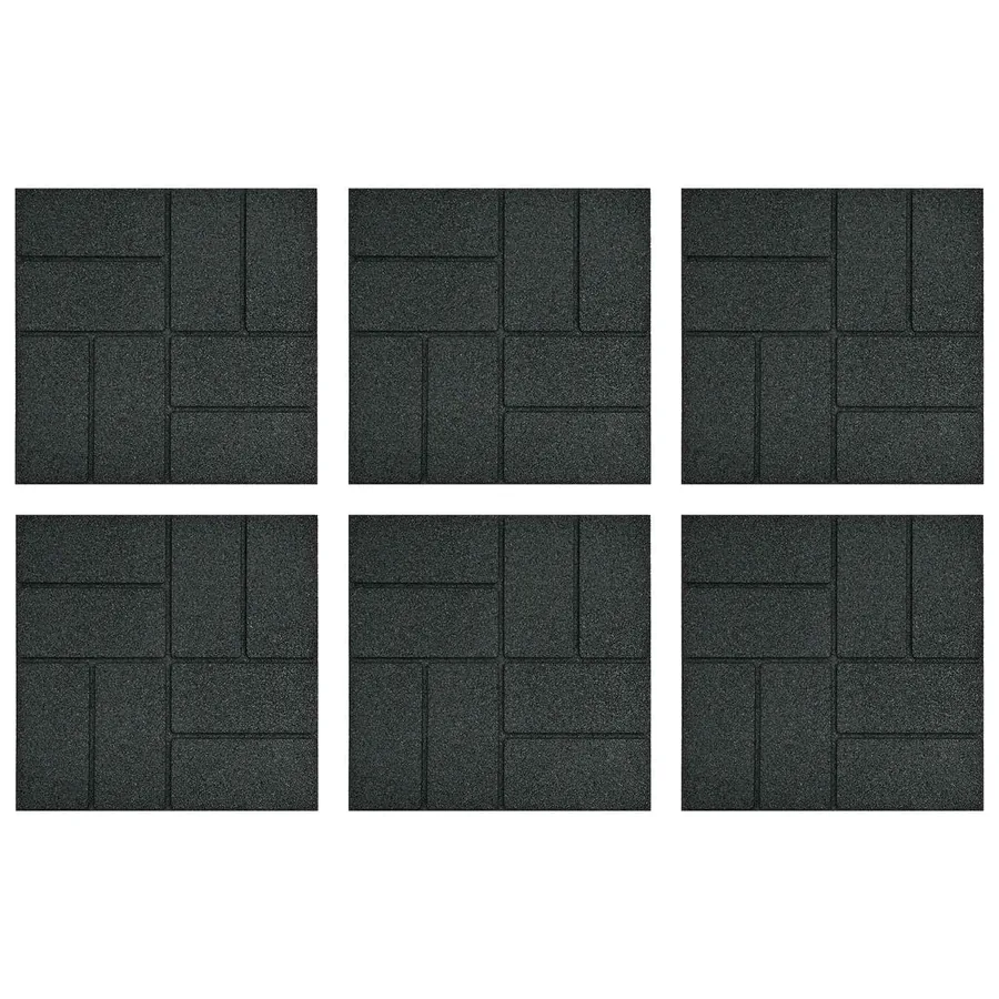 Pierre de marchage 6 pcs Noir 40,5 x 40,5 x 2 cm Caoutchouc - 2