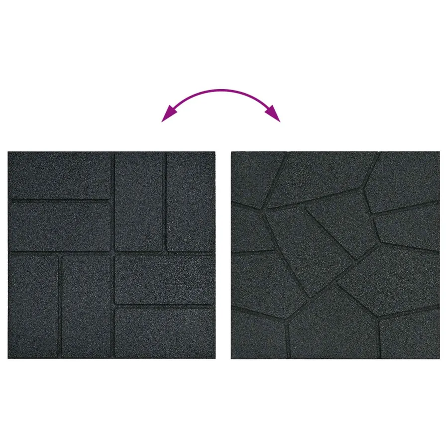 Pierre de marchage 6 pcs Noir 40,5 x 40,5 x 2 cm Caoutchouc - 8