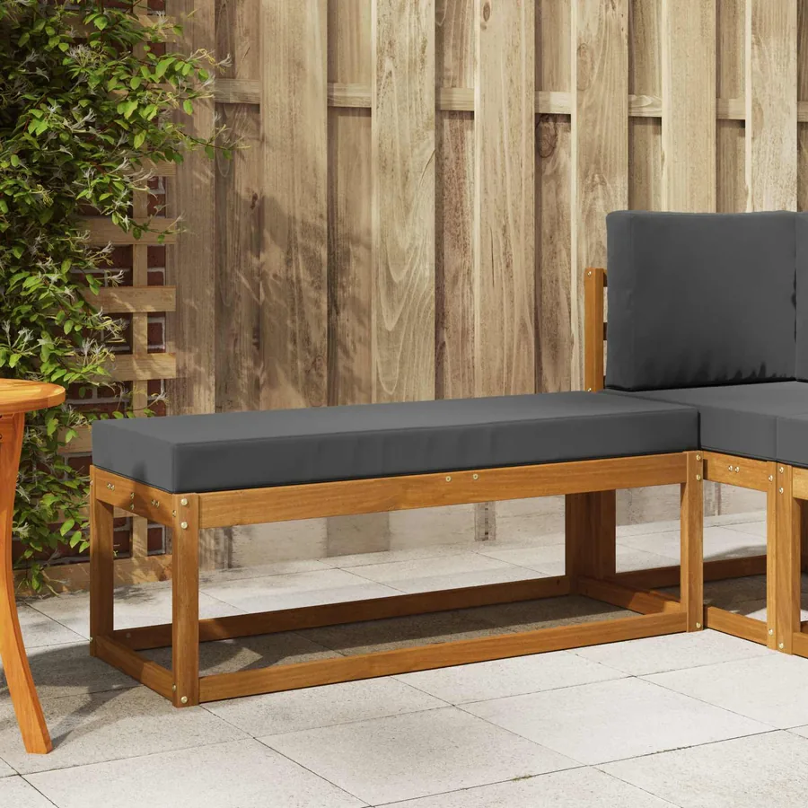 Banc de jardin Naturel et Anthracite 115 x 43 x 45 cm