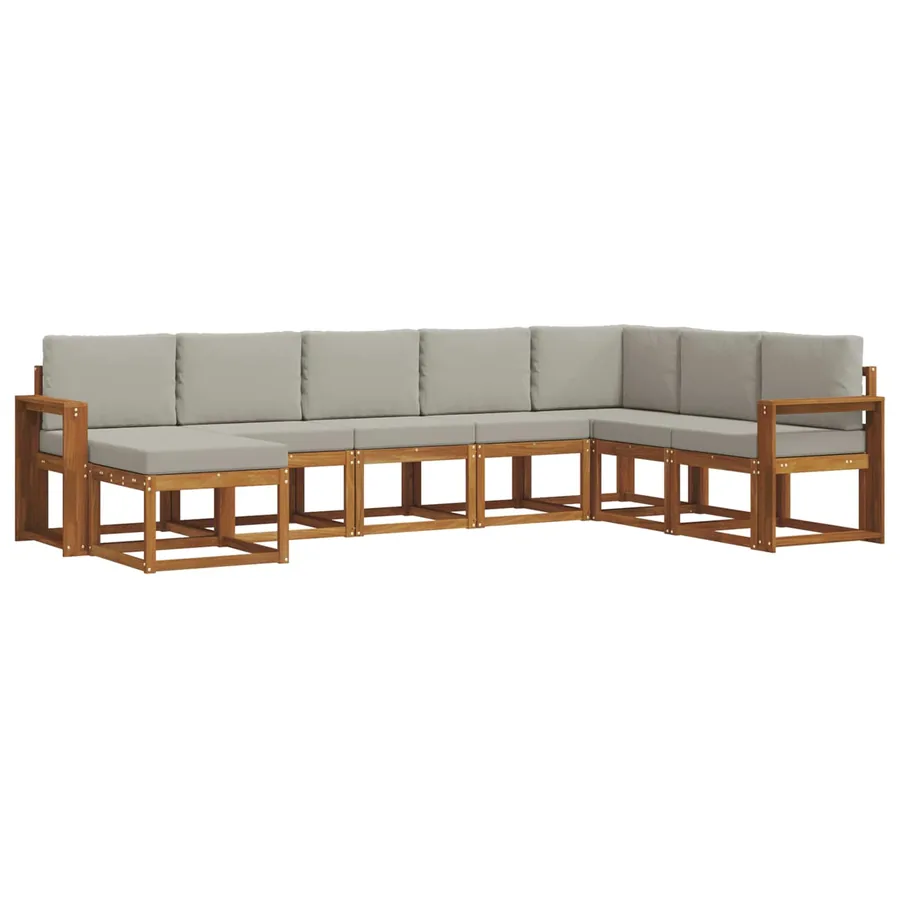 Ensemble de canapés d'extérieur 8 pcs Gris Naturel et Clair - 3