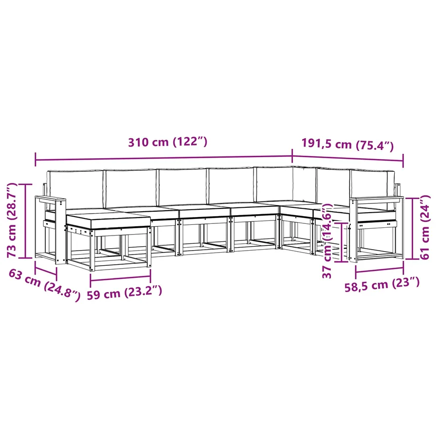 Ensemble de canapés d'extérieur 8 pcs Gris Naturel et Clair - 9