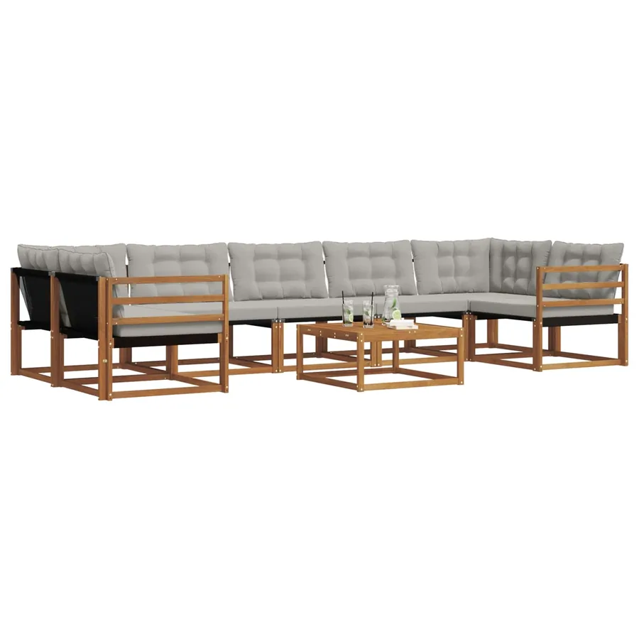 Ensemble de canapés d'extérieur 8 pcs Gris Naturel et Clair - 3