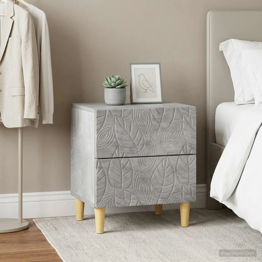 Table de chevet 2 pcs Gris béton 43 x 34,5 x 48 cm