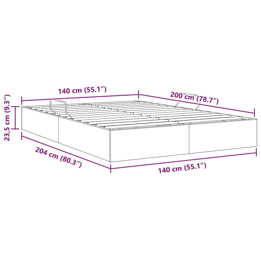Cadre de lit ottoman avec stockage Noir 140 x 200 cm Velours - 13