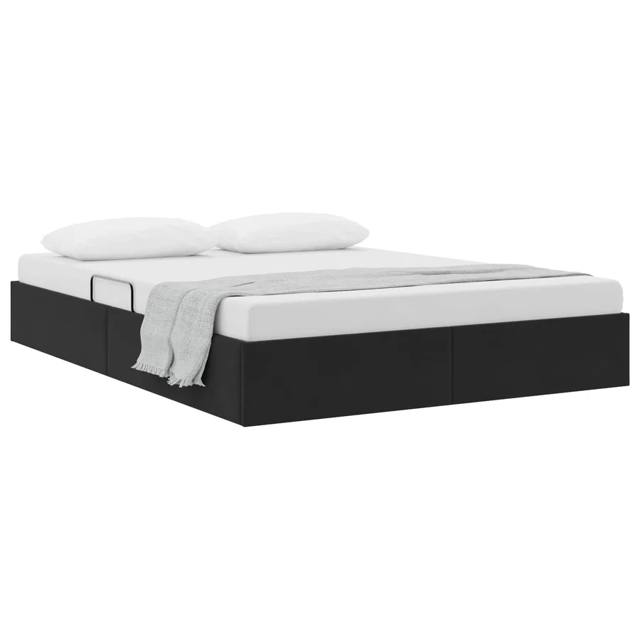 Cadre de lit ottoman avec stockage Noir 140 x 200 cm Velours - 3