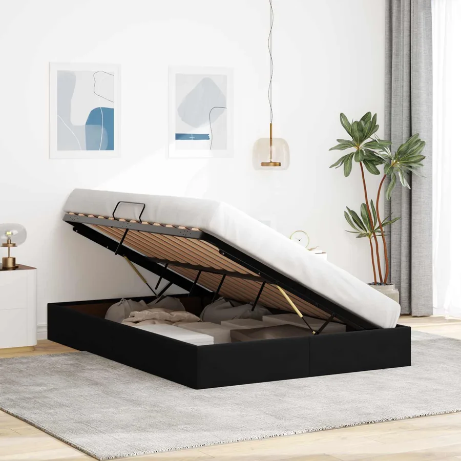 Cadre de lit ottoman avec stockage Noir 140 x 200 cm Velours - 4