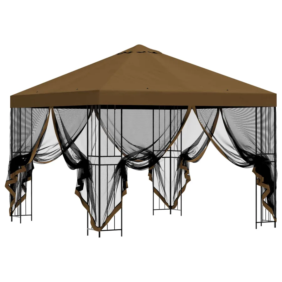 Abri de jardin avec parois 3 x 3 m Taupe Polyester et Acier - 4