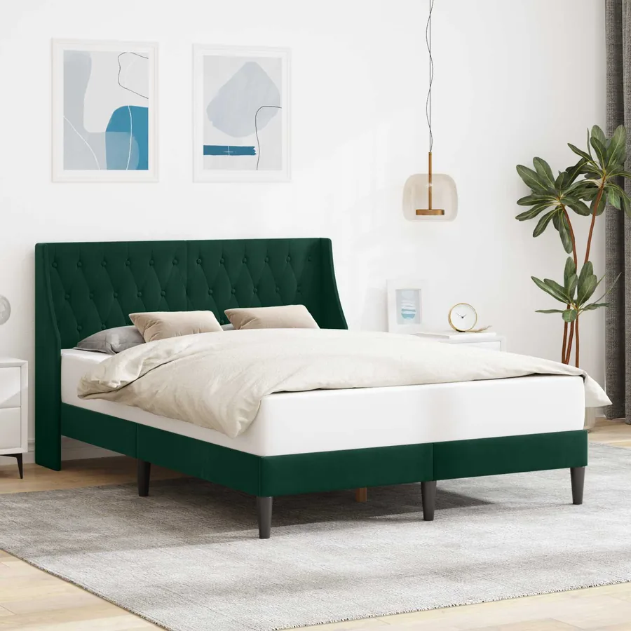 Cadre de lit avec tête de lit Vert foncé 120 x 200 cm Velours