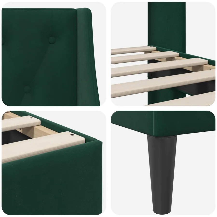Cadre de lit avec tête de lit Vert foncé 120 x 200 cm Velours - 7