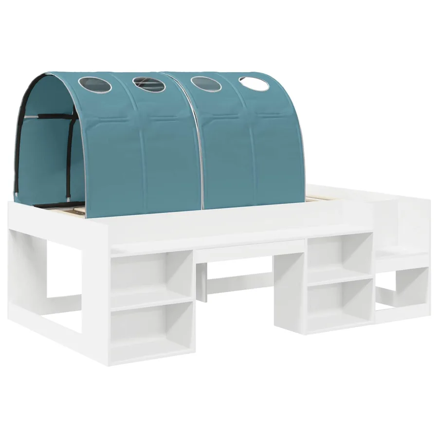 Lit haut pour enfants avec rangement 3 pc Blanc et bleu clair - 3