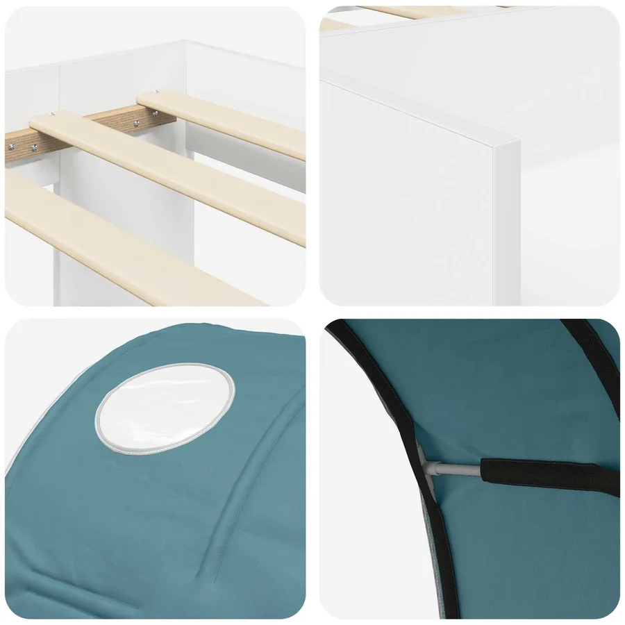 Lit haut pour enfants avec rangement 3 pc Blanc et bleu clair - 9