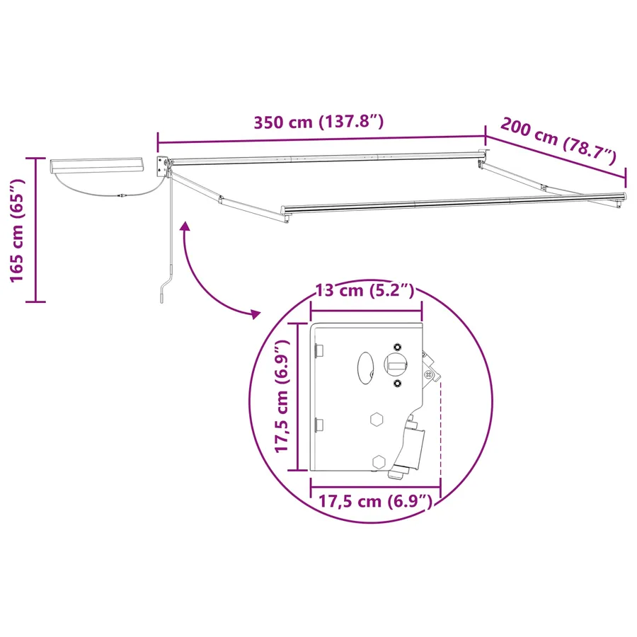 Auvent rétractable électrique Multicolore 3,5 x 2 m - 12