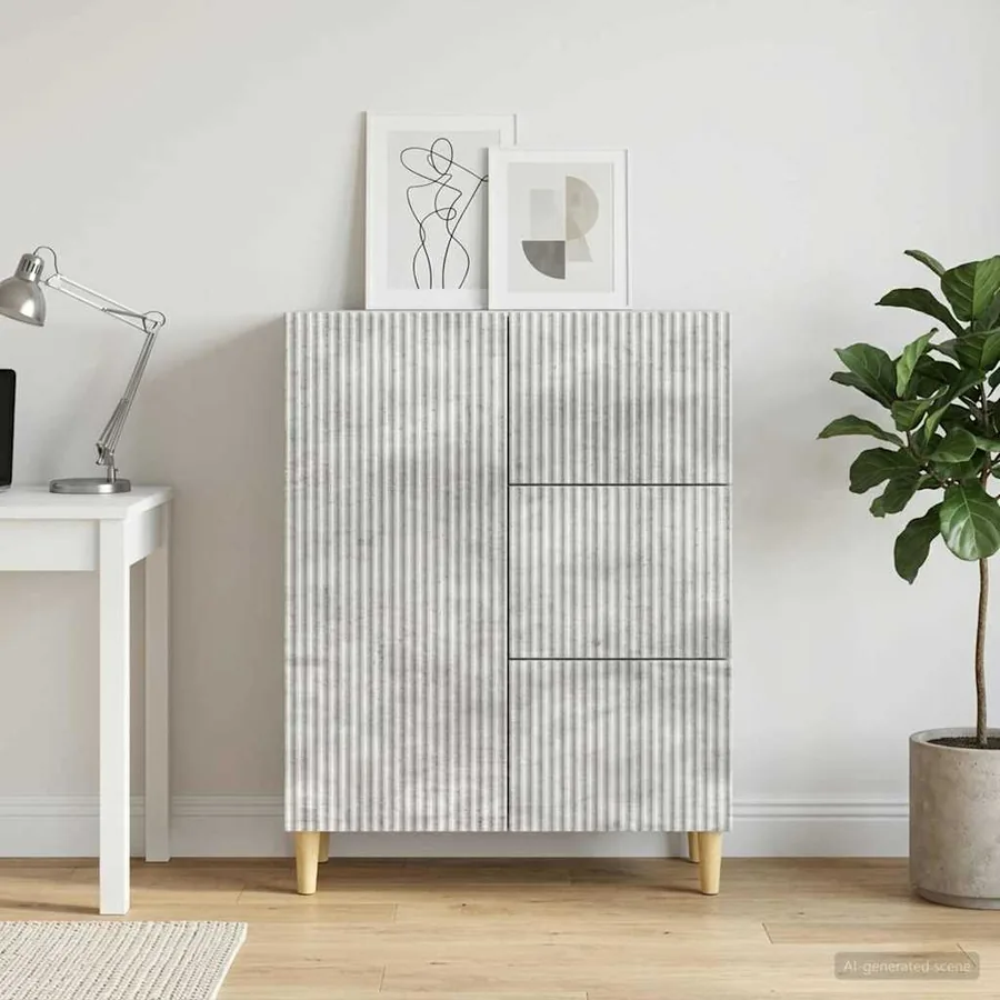 Buffet Gris béton 66 x 34,5 x 90 cm Bois d'ingénierie