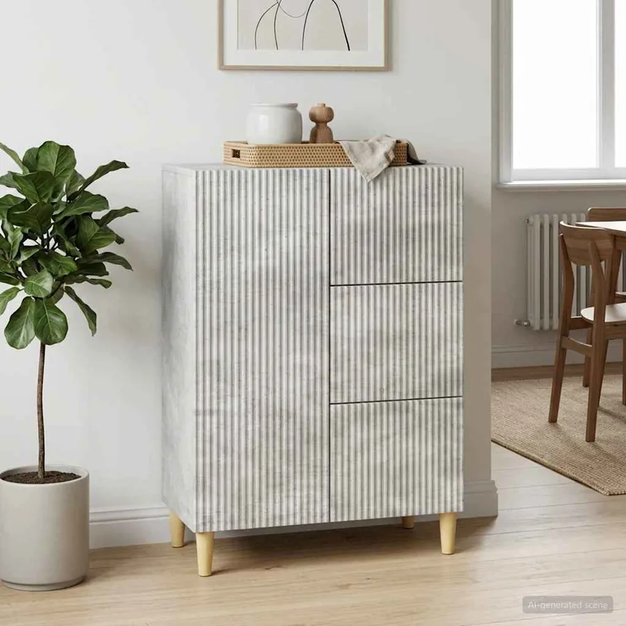 Buffet Gris béton 66 x 34,5 x 90 cm Bois d'ingénierie - 4