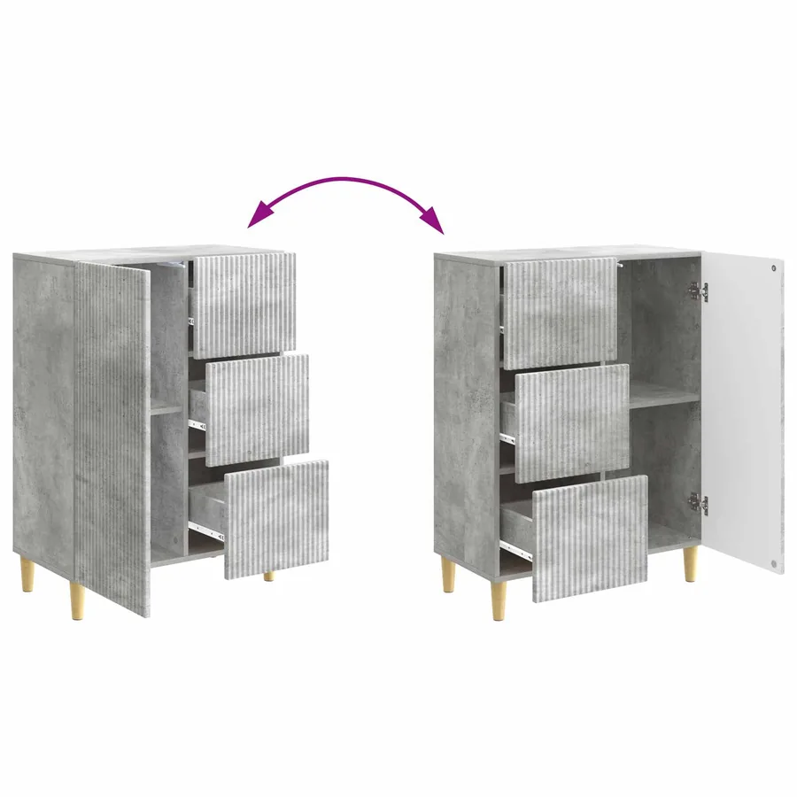 Buffet Gris béton 66 x 34,5 x 90 cm Bois d'ingénierie - 8