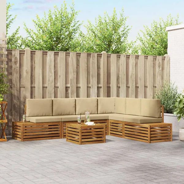 Ensemble de canapés d'extérieur 7 Pièce Naturel et Beige