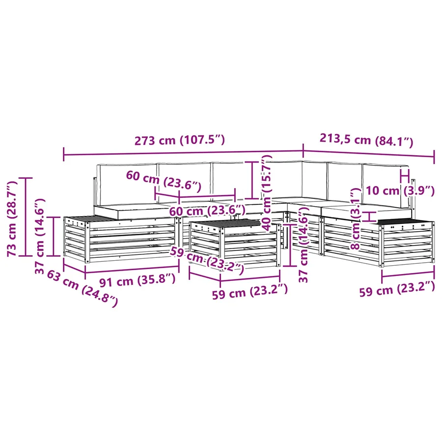 Ensemble de canapés d'extérieur 7 Pièce Naturel et Beige - 12
