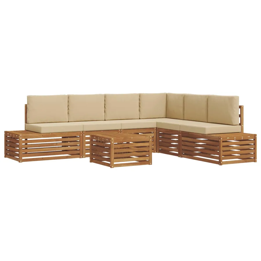 Ensemble de canapés d'extérieur 7 Pièce Naturel et Beige - 2