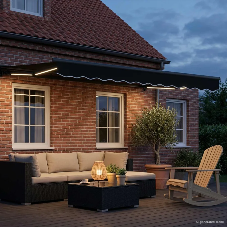 Auvent rétractable électrique Noir et anthracite 3,5 x 2,5 m - 3