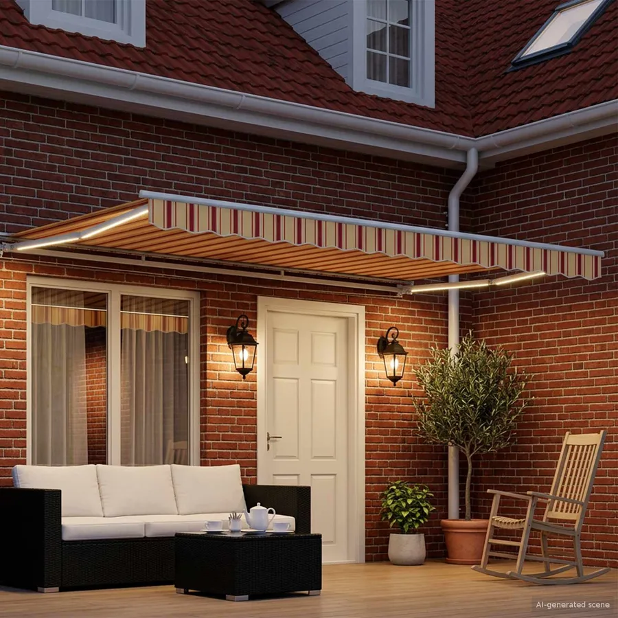 Auvent rétractable électrique Jaune, Orange et Blanc 4 × 3 m - 3
