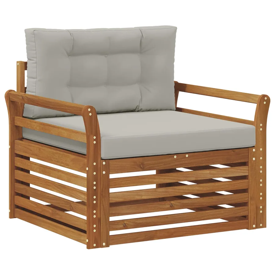Canapé d’extérieur Bois d'acacia massif et polyester - 2
