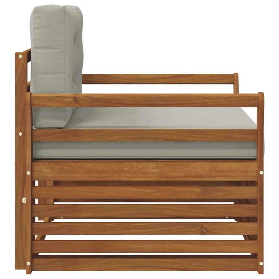 Canapé d’extérieur Bois d'acacia massif et polyester - 4