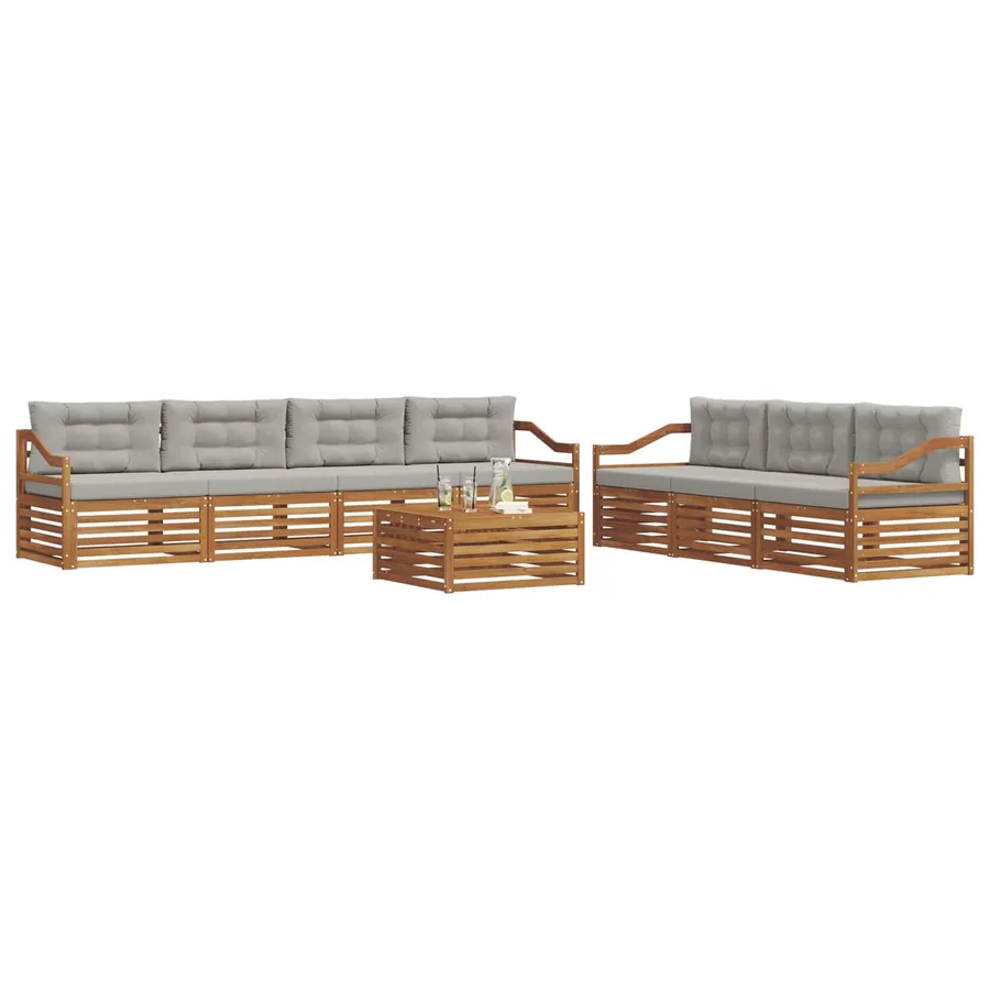Ensemble de canapés d'extérieur 8 pcs Gris Naturel et Clair - 3