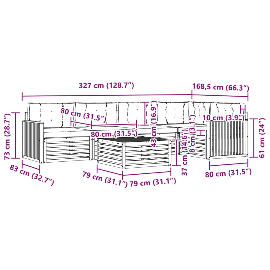 Ensemble de canapés d'extérieur 6 pcs Naturel et Beige - 8