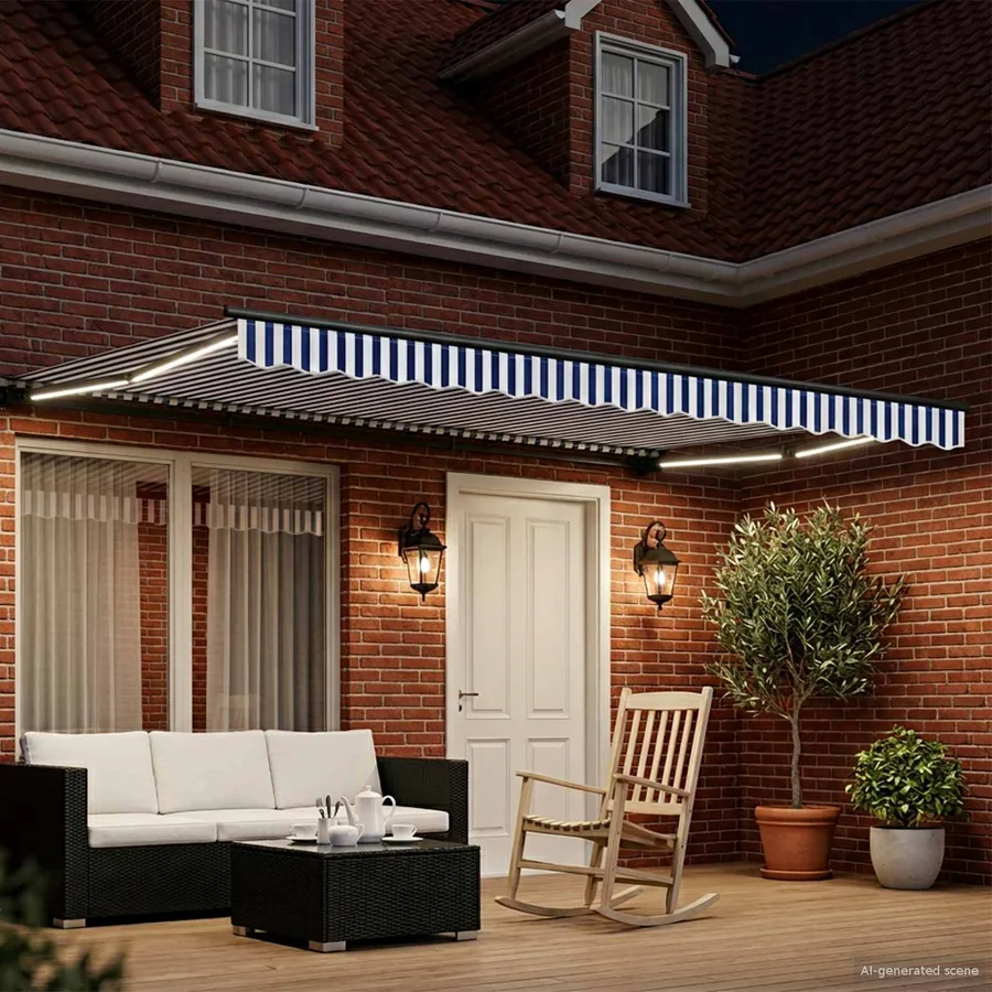 Auvent rétractable électrique Bleu, Blanc, Anthracite 5 × 3,5 m - 3