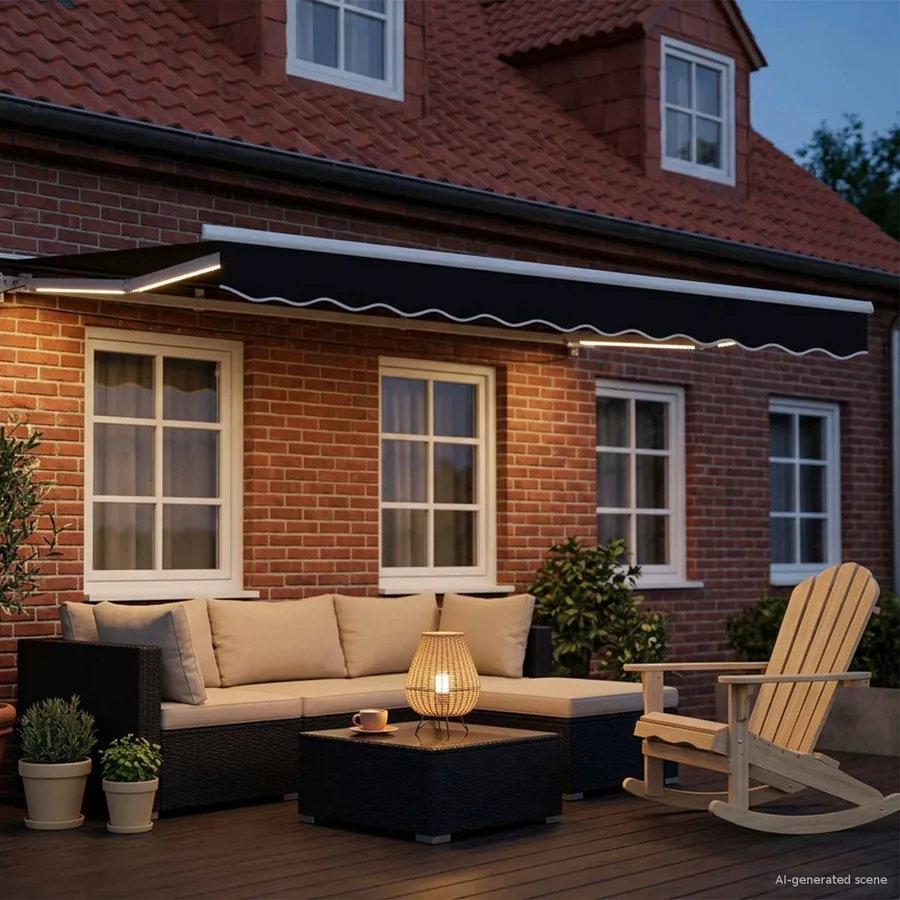 Auvent rétractable électrique Noir et Blanc 3,5 x 2,5 m - 3