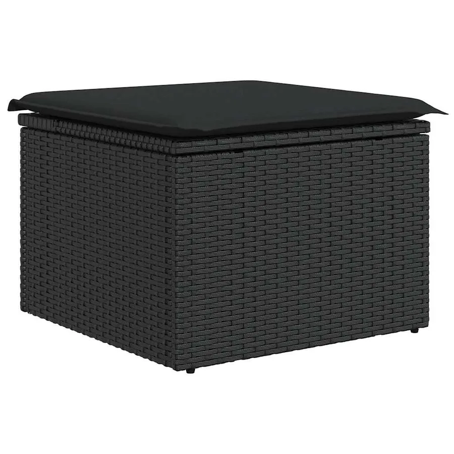 Salon de jardin 7 pcs avec coussins noir résine tressée 55 x 62 x 69 cm - 54,4 kg - 9