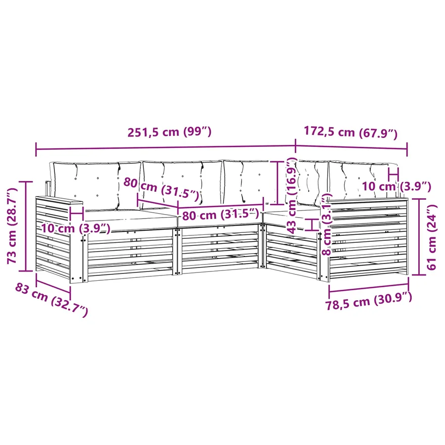 Ensemble de canapés d'extérieur 4 pcs Naturel et Beige - 9