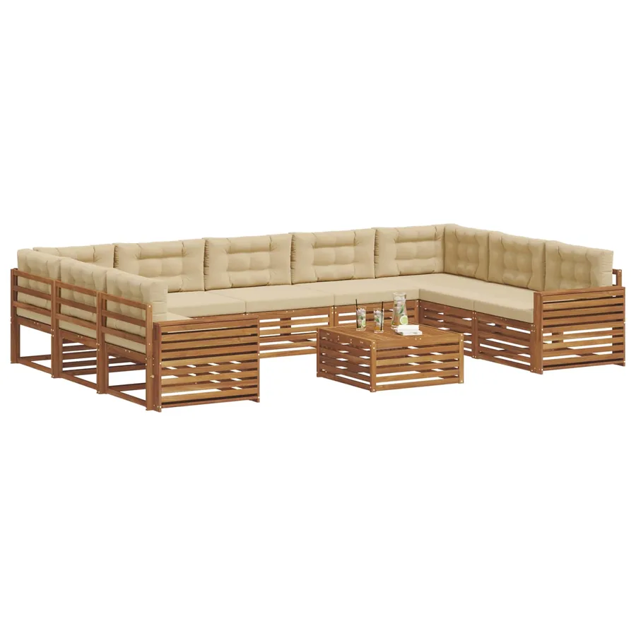 Ensemble de canapés d'extérieur 10 pcs Naturel et Beige - 3