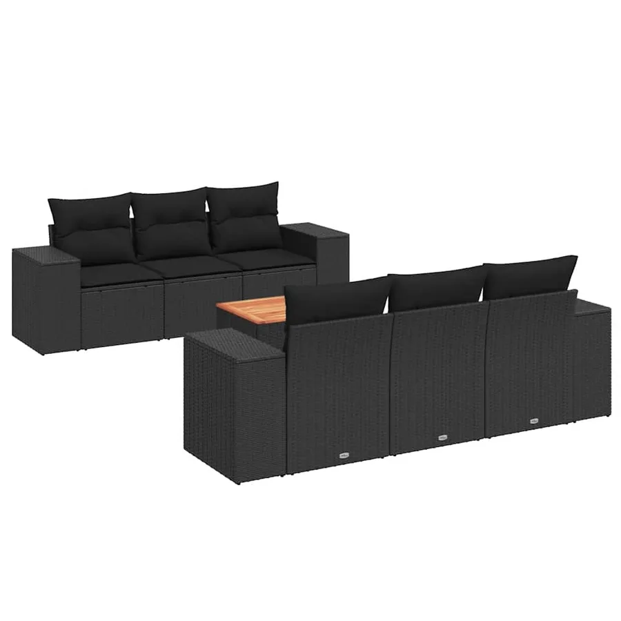 Salon de jardin 7 pcs avec coussins noir résine tressée 55 x 62 x 69 cm - 67,0 kg - 2