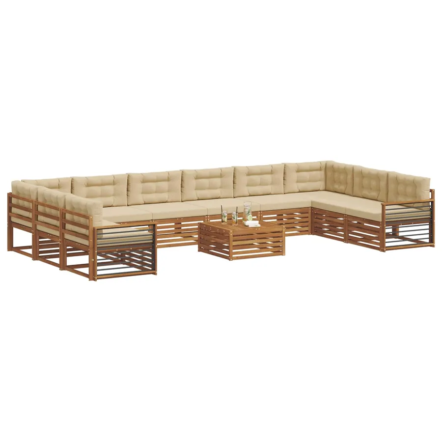 Ensembles de canapés avec coussin 11 pcs Naturel et Beige - 3