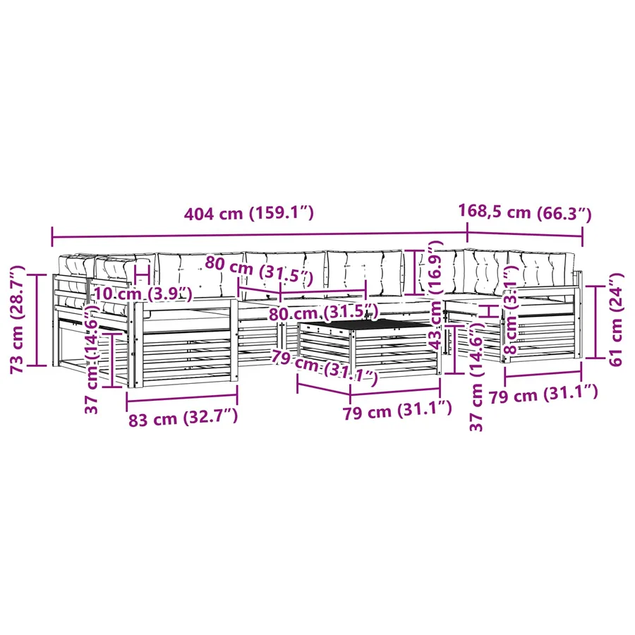 Ensemble de canapés d'extérieur 8 pcs Naturel et Beige - 10