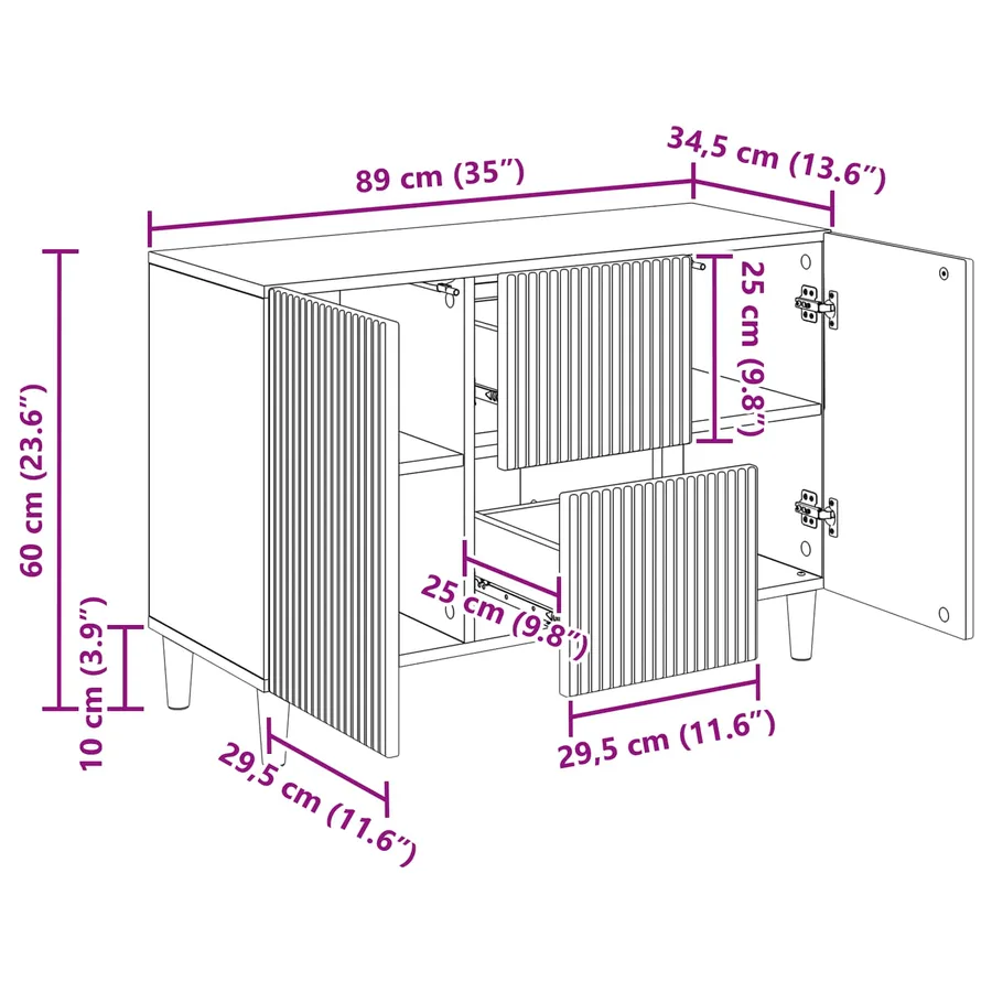 Buffet Sonoma gris 89 x 34,5 x 60 cm Bois d'ingénierie - 11