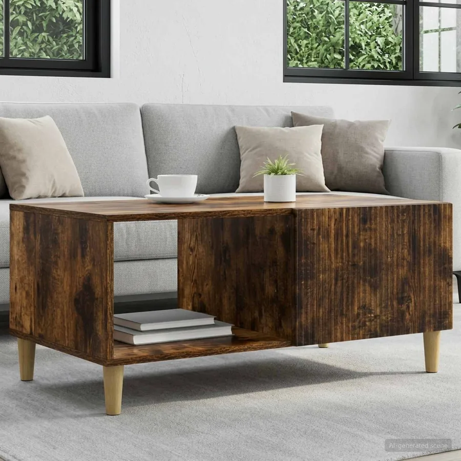Table basse Chêne fumé 90 x 50 x 40 cm Bois d'ingénierie