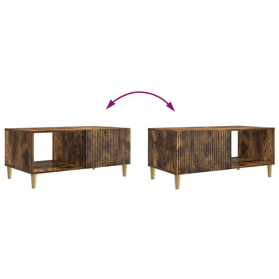 Table basse Chêne fumé 90 x 50 x 40 cm Bois d'ingénierie - 8
