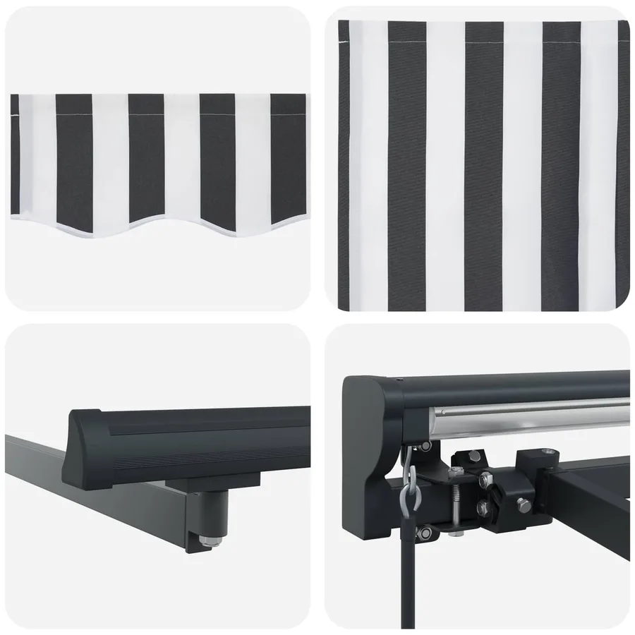 Auvent rétractable manuel Anthracite et blanc 4 x 2 m - 7