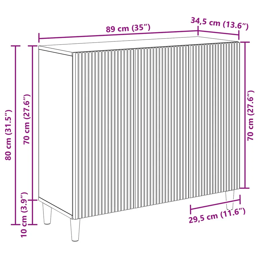 Buffet Chêne artisanal 89 x 34,5 x 80 cm Bois d'ingénierie - 13