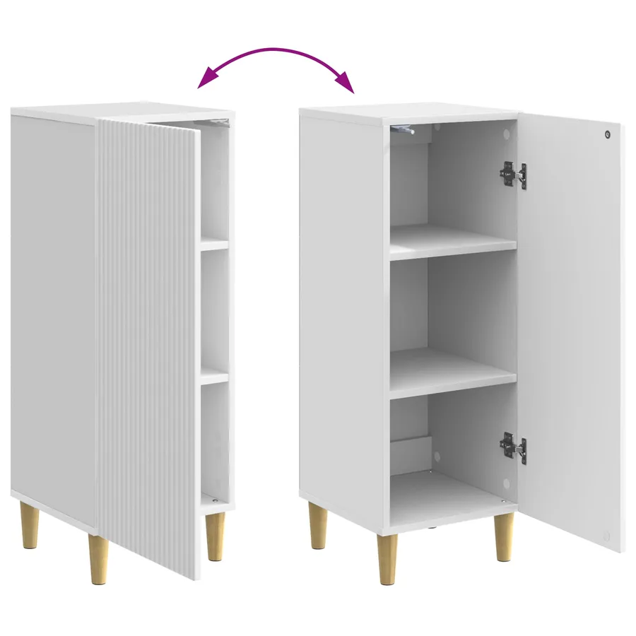 Buffet Blanc brillant 33 x 34,5 x 90 cm Bois d'ingénierie - 11